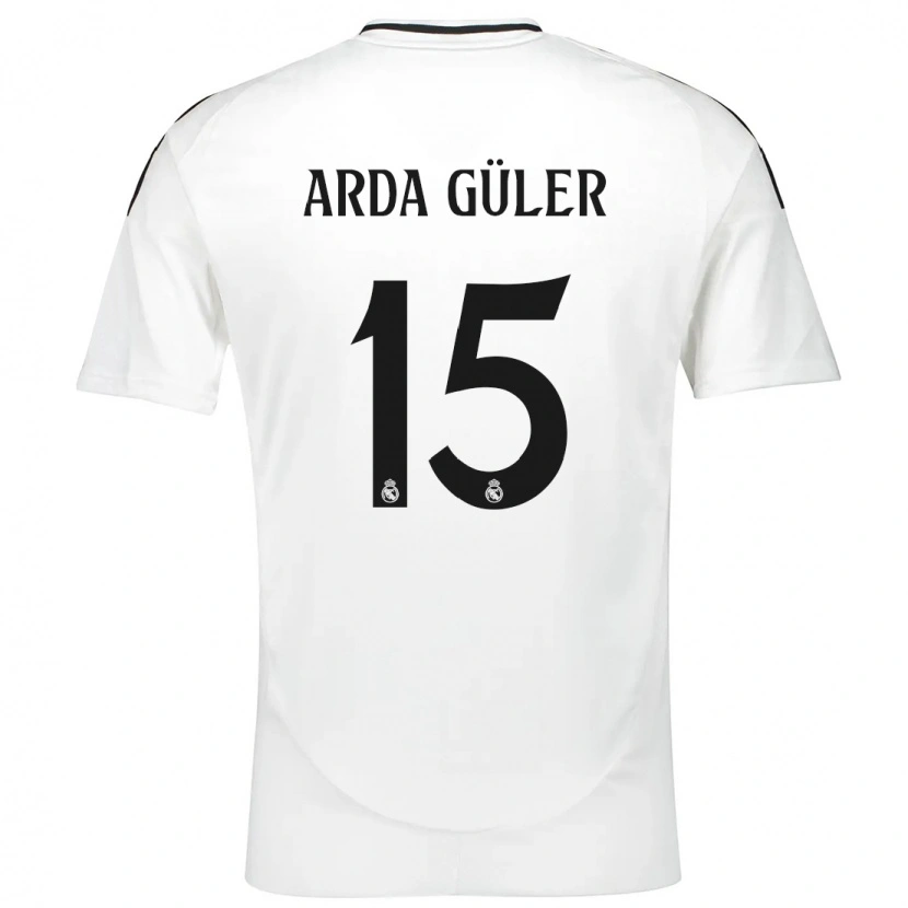 Danxen Kvinnor Arda Güler #15 Vit Hemmatröja Matchtröjor 2024/25 Tröjor T-Tröja