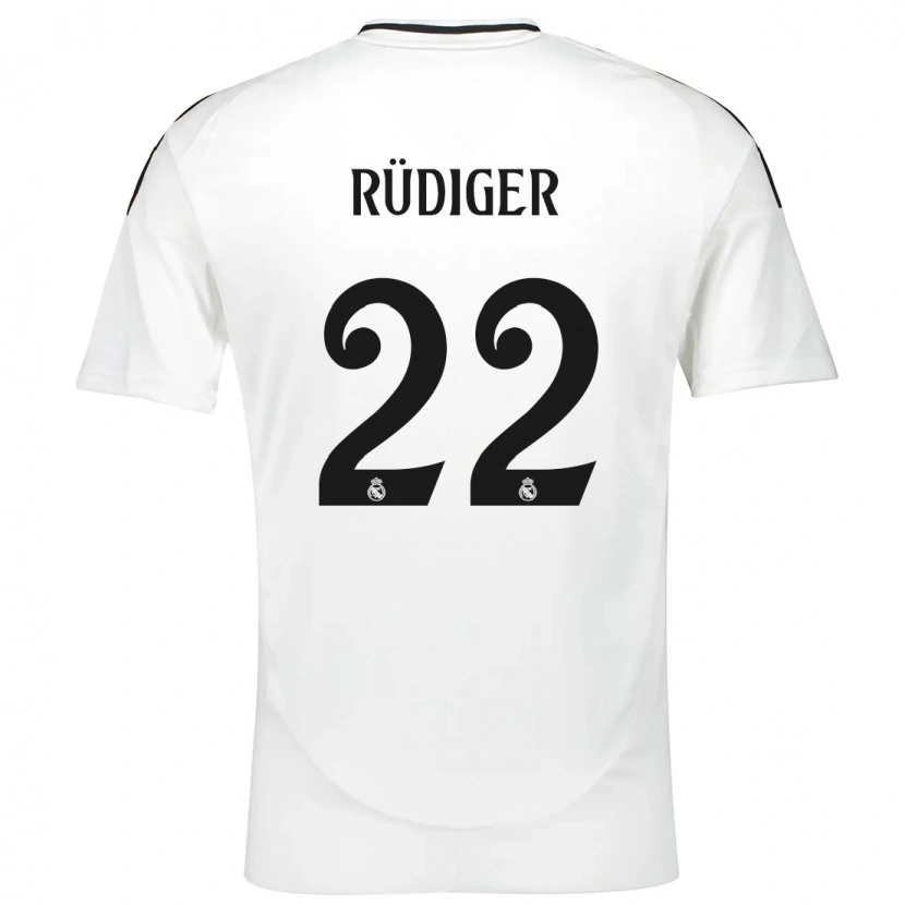 Danxen Kvinnor Antonio Rüdiger #22 Vit Hemmatröja Matchtröjor 2024/25 Tröjor T-Tröja