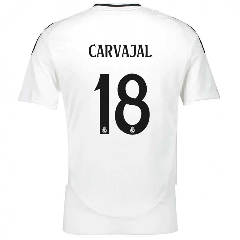 Danxen Kvinnor Ángel Carvajal #18 Vit Hemmatröja Matchtröjor 2024/25 Tröjor T-Tröja
