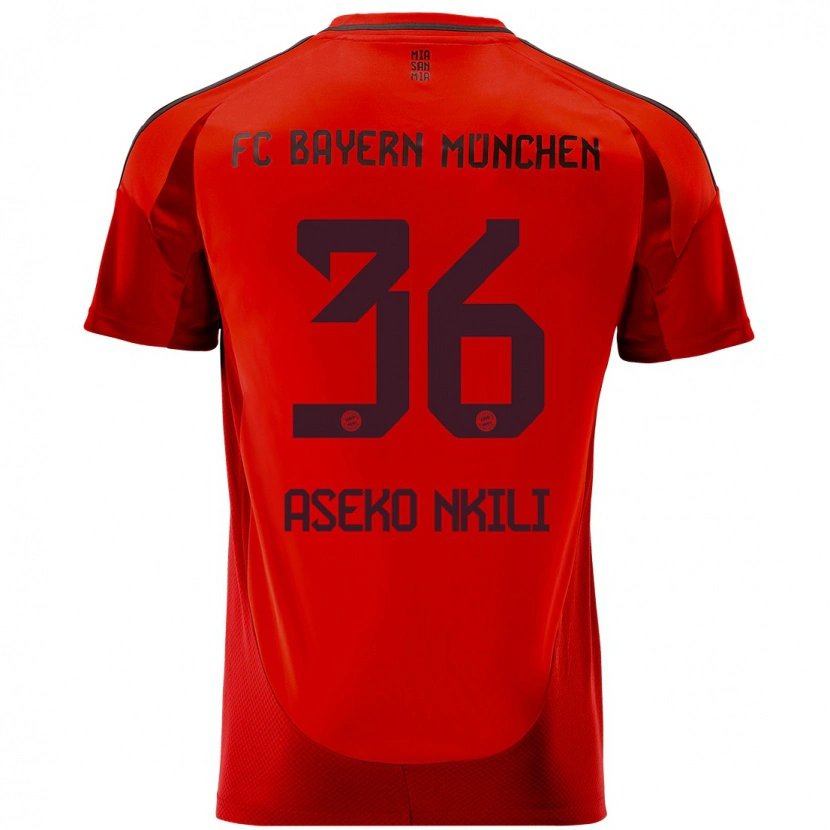 Danxen Kvinnor Noël Aséko Nkili #36 Röd Hemmatröja Matchtröjor 2024/25 Tröjor T-Tröja