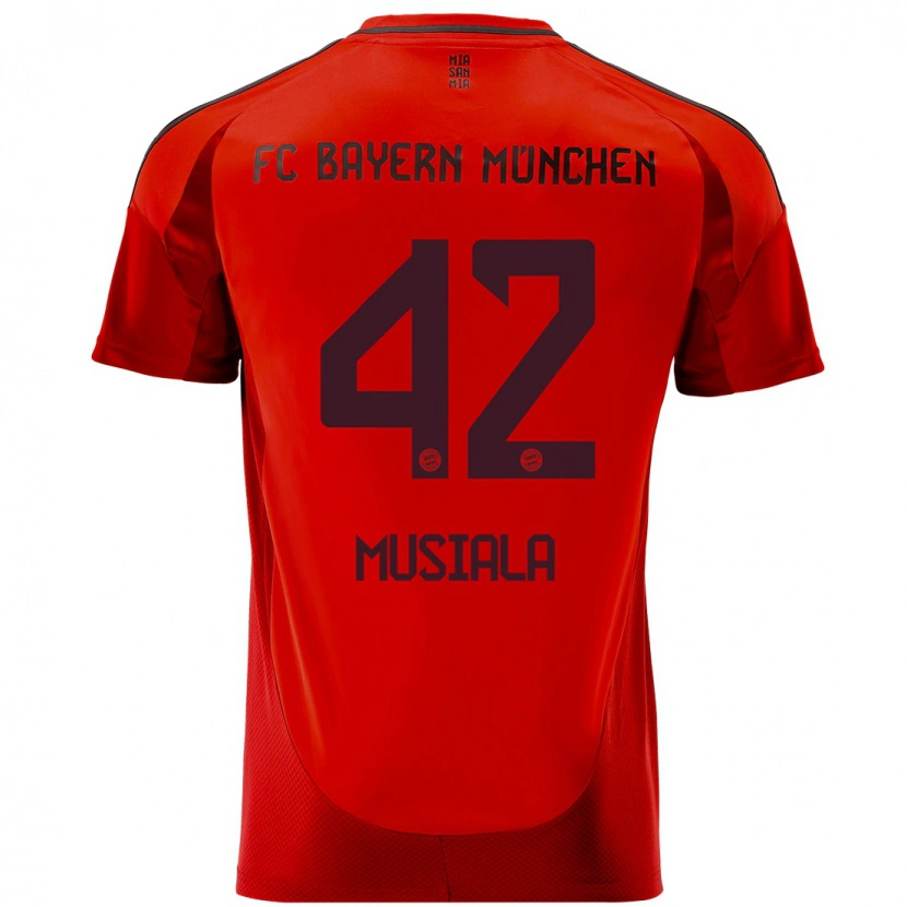 Danxen Kvinnor Jamal Musiala #42 Röd Hemmatröja Matchtröjor 2024/25 Tröjor T-Tröja