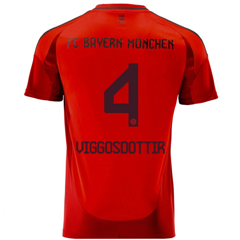 Danxen Kvinnor Glódís Perla Viggósdóttir #4 Röd Hemmatröja Matchtröjor 2024/25 Tröjor T-Tröja