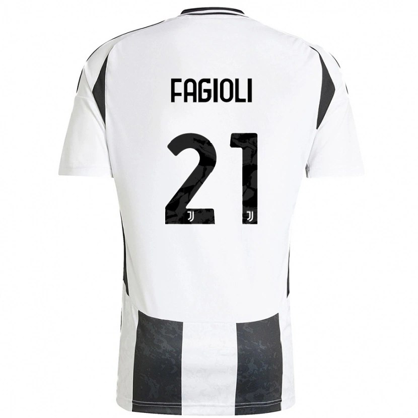 Danxen Kvinnor Nicolò Fagioli #21 Vit Svart Hemmatröja Matchtröjor 2024/25 Tröjor T-Tröja