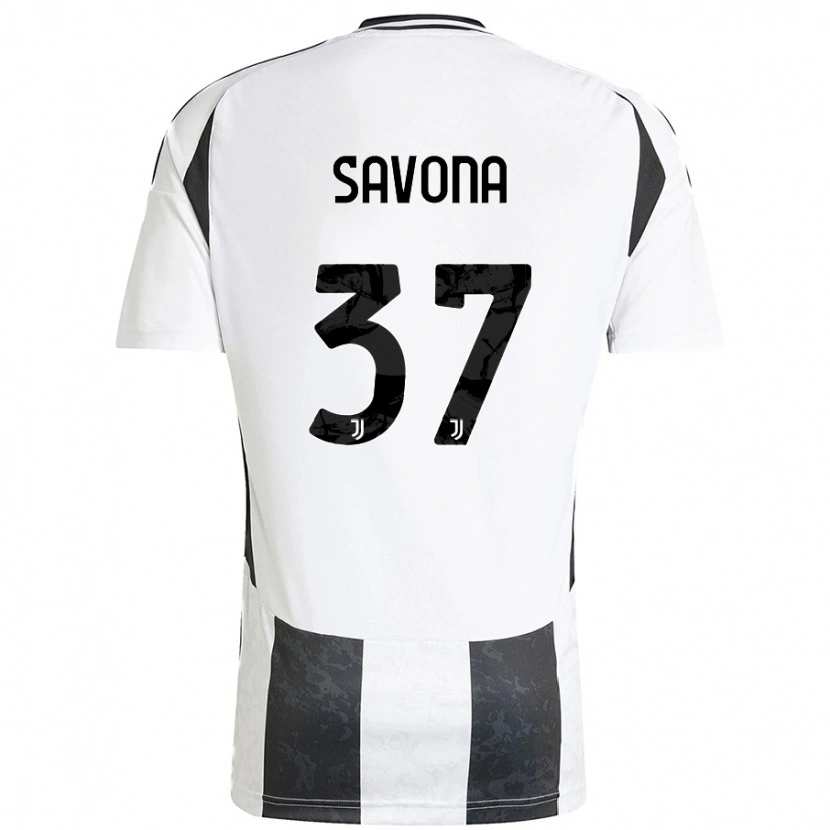Danxen Kvinnor Nicolò Savona #37 Vit Svart Hemmatröja Matchtröjor 2024/25 Tröjor T-Tröja