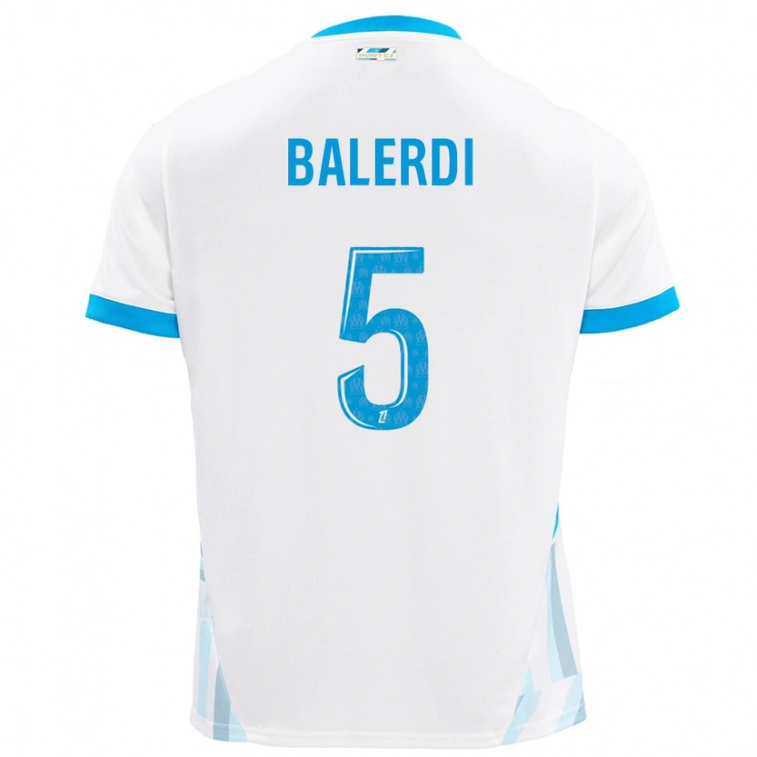 Danxen Kvinnor Leonardo Balerdi #5 Vit Himmelsblå Hemmatröja Matchtröjor 2024/25 Tröjor T-Tröja