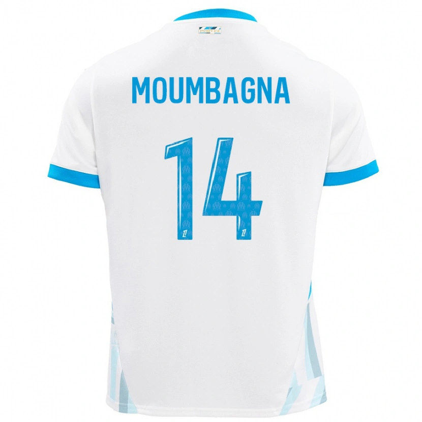 Danxen Kvinnor Faris Moumbagna #14 Vit Himmelsblå Hemmatröja Matchtröjor 2024/25 Tröjor T-Tröja