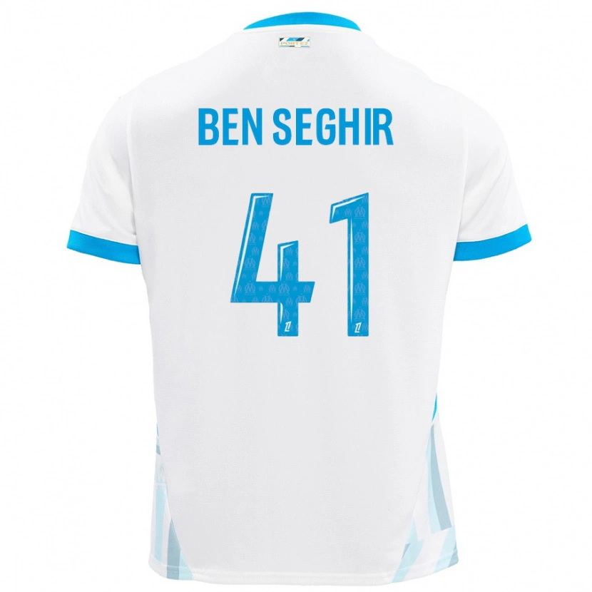 Danxen Kvinnor Salim Ben Seghir #41 Vit Himmelsblå Hemmatröja Matchtröjor 2024/25 Tröjor T-Tröja