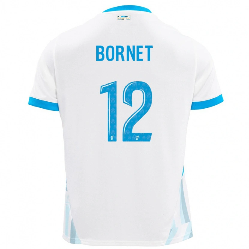 Danxen Kvinnor Camille Bornet #12 Vit Himmelsblå Hemmatröja Matchtröjor 2024/25 Tröjor T-Tröja