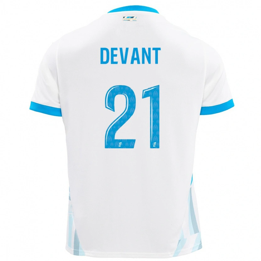 Danxen Kvinnor Caroline Devant #21 Vit Himmelsblå Hemmatröja Matchtröjor 2024/25 Tröjor T-Tröja