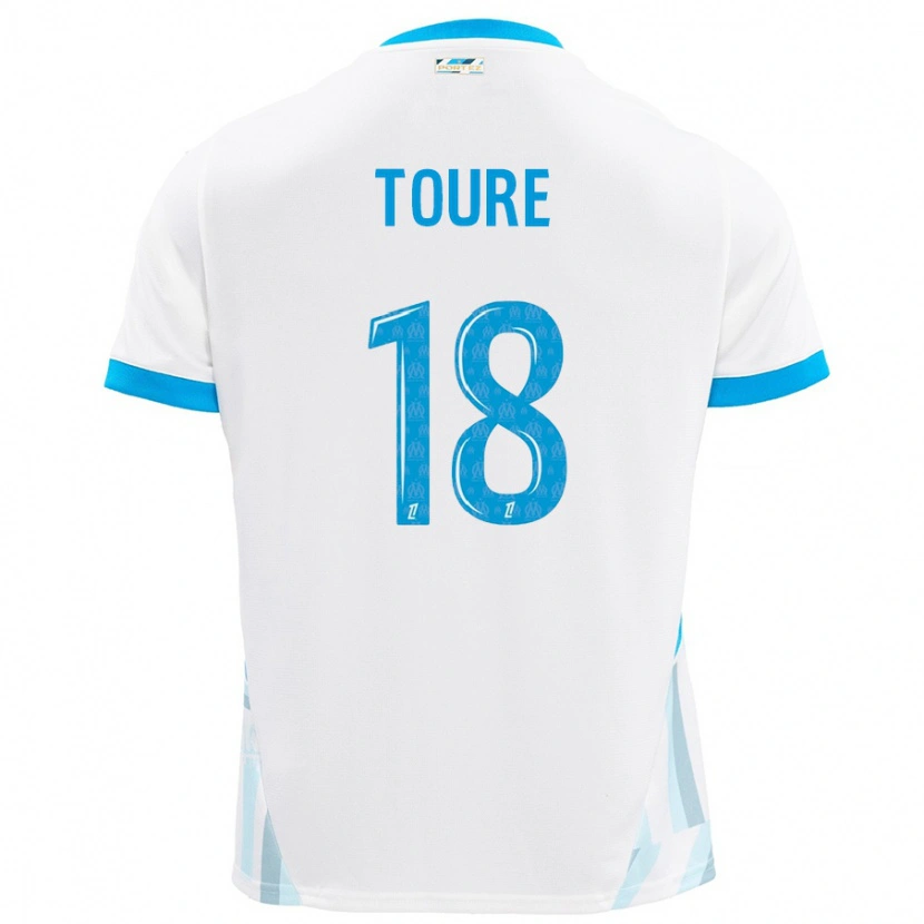 Danxen Kvinnor Isaak Toure #18 Vit Himmelsblå Hemmatröja Matchtröjor 2024/25 Tröjor T-Tröja