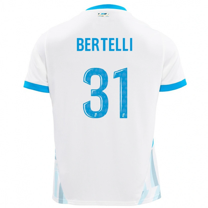 Danxen Kvinnor Ugo Bertelli #31 Vit Himmelsblå Hemmatröja Matchtröjor 2024/25 Tröjor T-Tröja