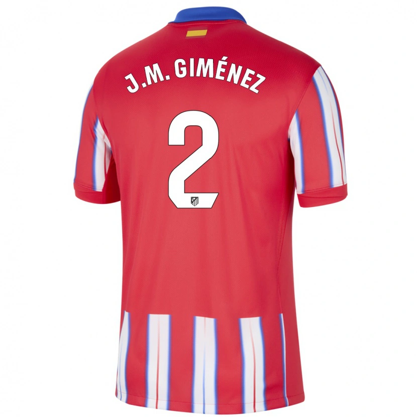 Danxen Kvinnor José María Giménez #2 Röd Vit Blå Hemmatröja Matchtröjor 2024/25 Tröjor T-Tröja