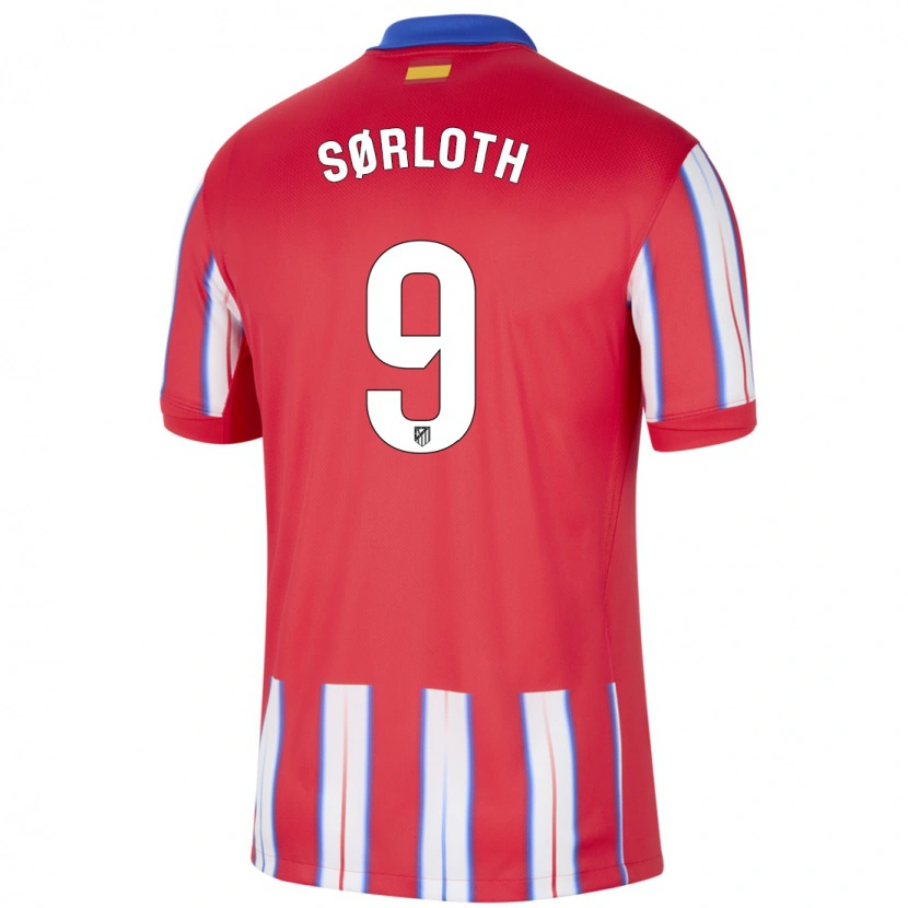 Danxen Kvinnor Alexander Sørloth #9 Röd Vit Blå Hemmatröja Matchtröjor 2024/25 Tröjor T-Tröja