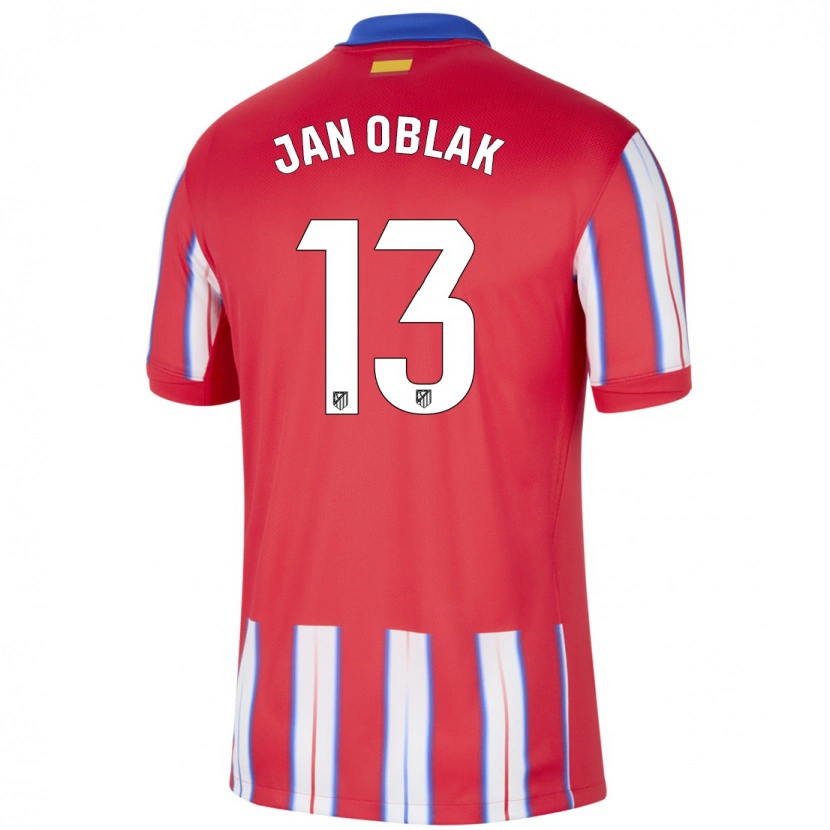 Danxen Kvinnor Jan Oblak #13 Röd Vit Blå Hemmatröja Matchtröjor 2024/25 Tröjor T-Tröja