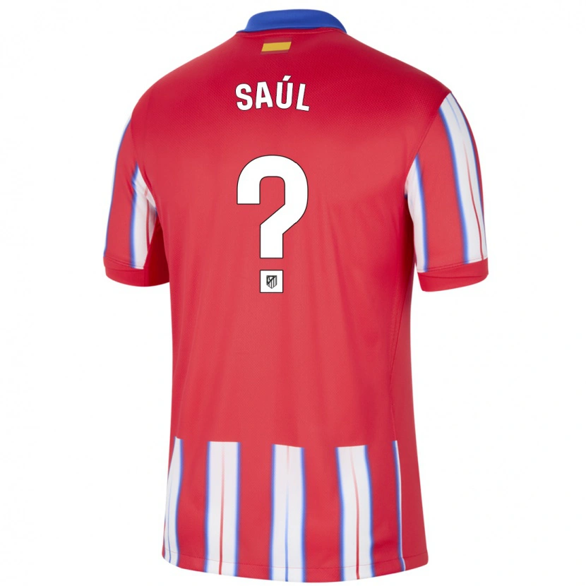 Danxen Kvinnor Saúl Fernández #0 Röd Vit Blå Hemmatröja Matchtröjor 2024/25 Tröjor T-Tröja
