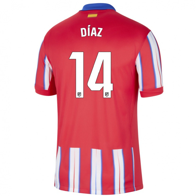 Danxen Kvinnor Javier Díaz #14 Röd Vit Blå Hemmatröja Matchtröjor 2024/25 Tröjor T-Tröja