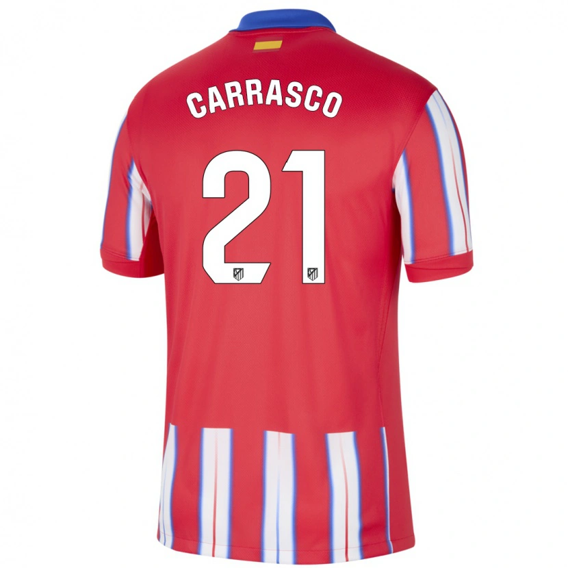 Danxen Kvinnor Yannick Carrasco #21 Röd Vit Blå Hemmatröja Matchtröjor 2024/25 Tröjor T-Tröja