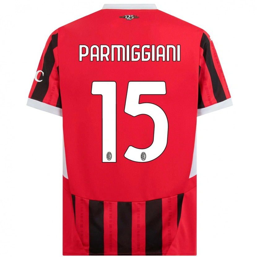 Danxen Kvinnor Pietro Parmiggiani #15 Röd Svart Hemmatröja Matchtröjor 2024/25 Tröjor T-Tröja