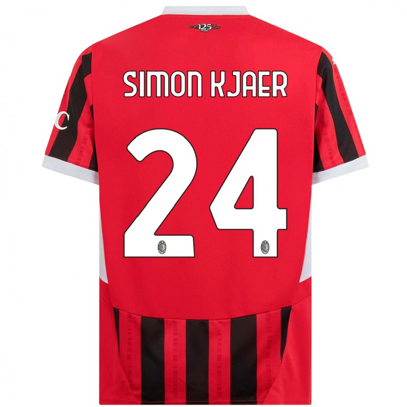 Danxen Kvinnor Simon Kjaer #24 Röd Svart Hemmatröja Matchtröjor 2024/25 Tröjor T-Tröja