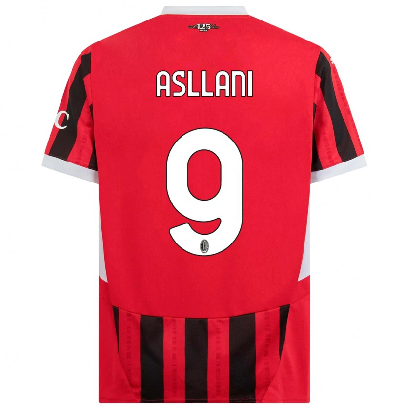 Danxen Kvinnor Kosovare Asllani #9 Röd Svart Hemmatröja Matchtröjor 2024/25 Tröjor T-Tröja