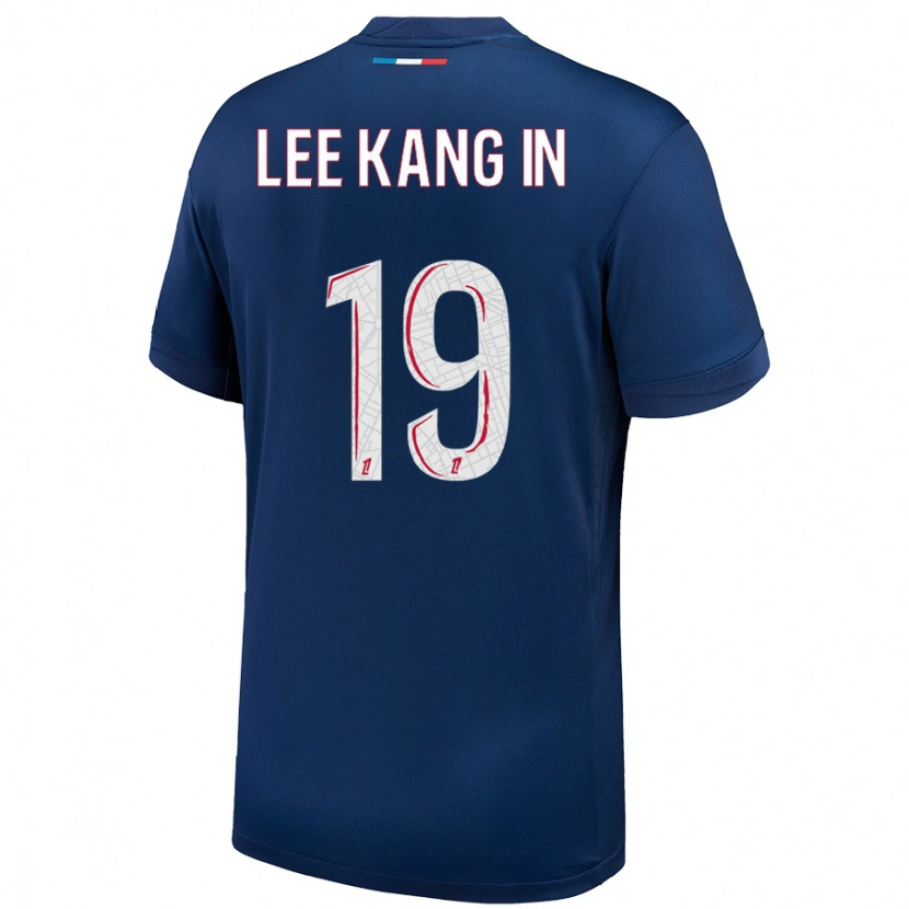 Danxen Kvinnor Kang-In Lee #19 Marinblå Vit Hemmatröja Matchtröjor 2024/25 Tröjor T-Tröja