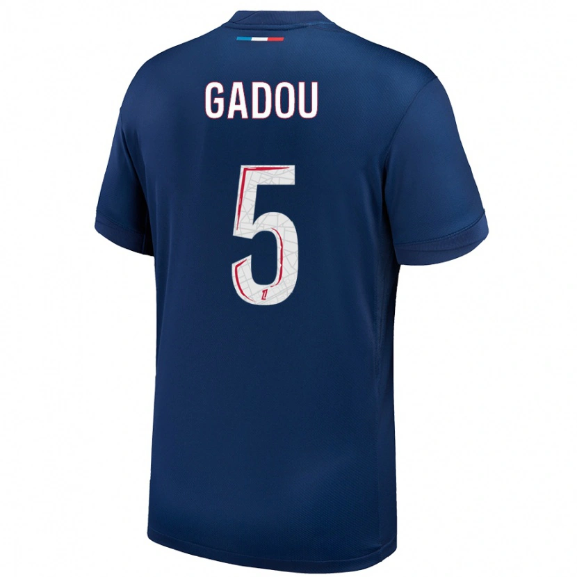 Danxen Kvinnor Joane Gadou #5 Marinblå Vit Hemmatröja Matchtröjor 2024/25 Tröjor T-Tröja