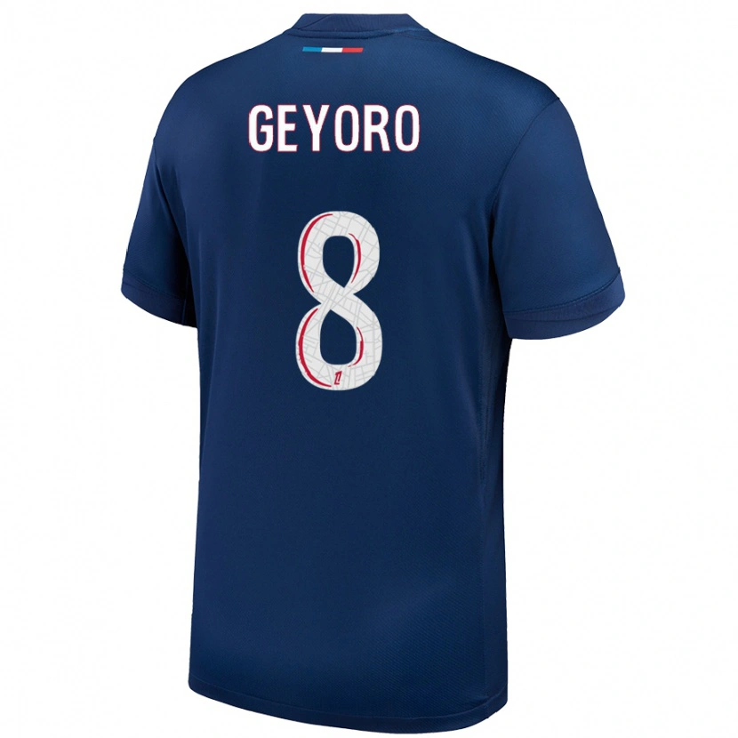Danxen Kvinnor Grace Geyoro #8 Marinblå Vit Hemmatröja Matchtröjor 2024/25 Tröjor T-Tröja