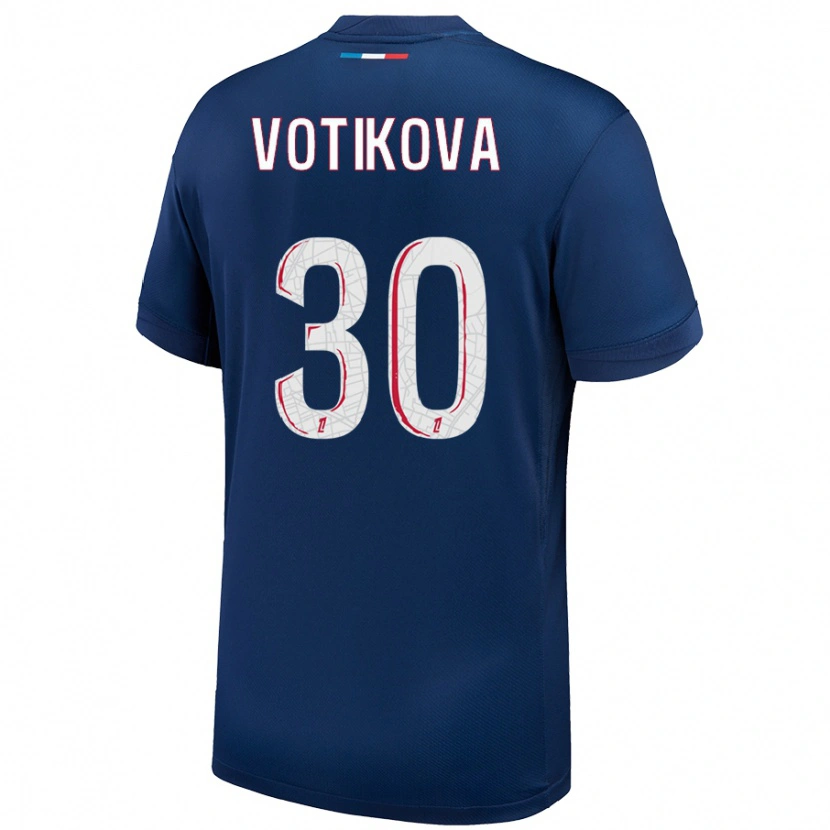 Danxen Kvinnor Barbora Votikova #30 Marinblå Vit Hemmatröja Matchtröjor 2024/25 Tröjor T-Tröja