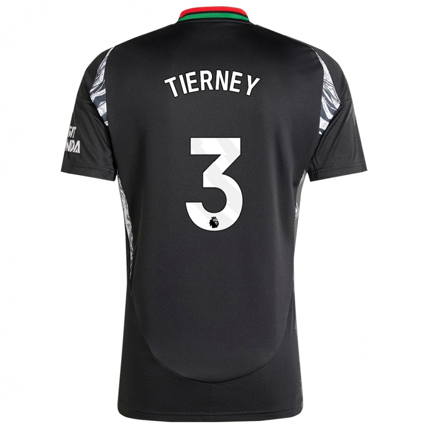 Danxen Kvinnor Kieran Tierney #3 Svart Bortatröja Matchtröjor 2024/25 Tröjor T-Tröja