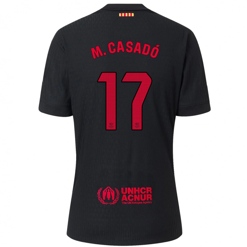 Danxen Kvinnor Marc Casadó #17 Svart Röd Bortatröja Matchtröjor 2024/25 Tröjor T-Tröja