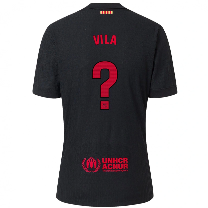 Danxen Kvinnor Manu Vila #0 Svart Röd Bortatröja Matchtröjor 2024/25 Tröjor T-Tröja
