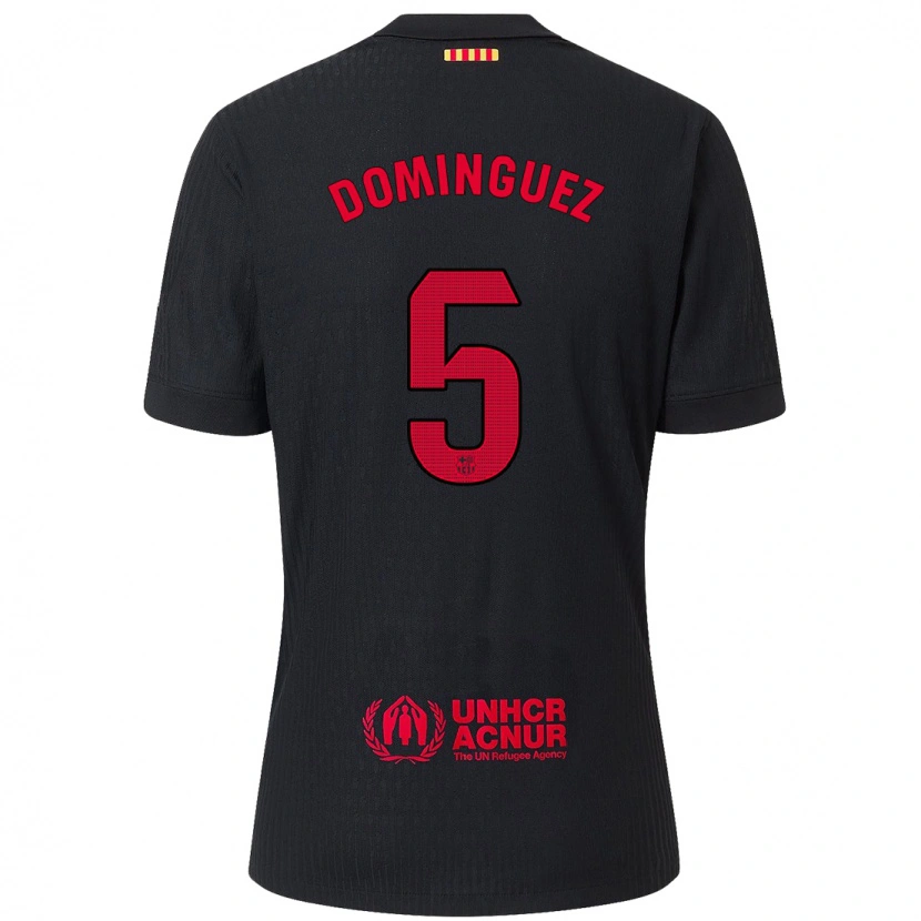Danxen Kvinnor Sergi Domínguez #5 Svart Röd Bortatröja Matchtröjor 2024/25 Tröjor T-Tröja