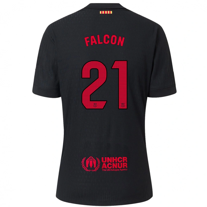 Danxen Kvinnor Andrea Falcon #21 Svart Röd Bortatröja Matchtröjor 2024/25 Tröjor T-Tröja