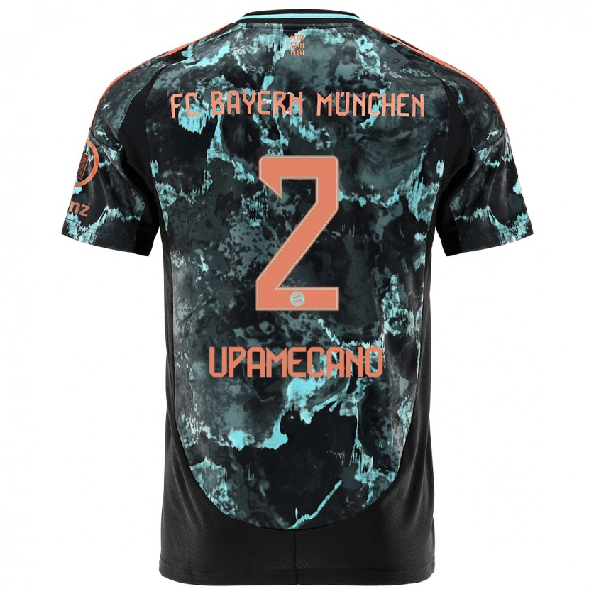 Danxen Kvinnor Dayot Upamecano #2 Svart Bortatröja Matchtröjor 2024/25 Tröjor T-Tröja