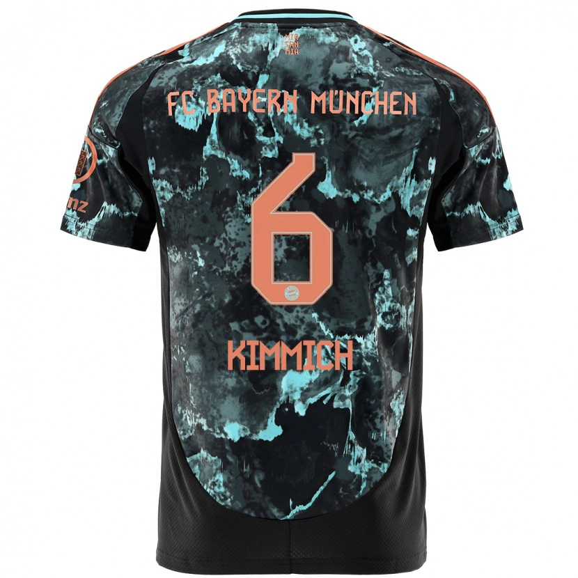 Danxen Kvinnor Joshua Kimmich #6 Svart Bortatröja Matchtröjor 2024/25 Tröjor T-Tröja