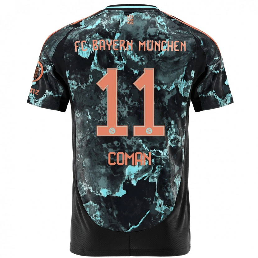 Danxen Kvinnor Kingsley Coman #11 Svart Bortatröja Matchtröjor 2024/25 Tröjor T-Tröja