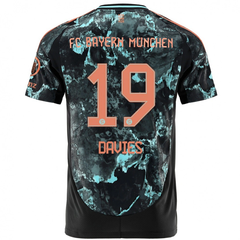 Danxen Kvinnor Alphonso Davies #19 Svart Bortatröja Matchtröjor 2024/25 Tröjor T-Tröja