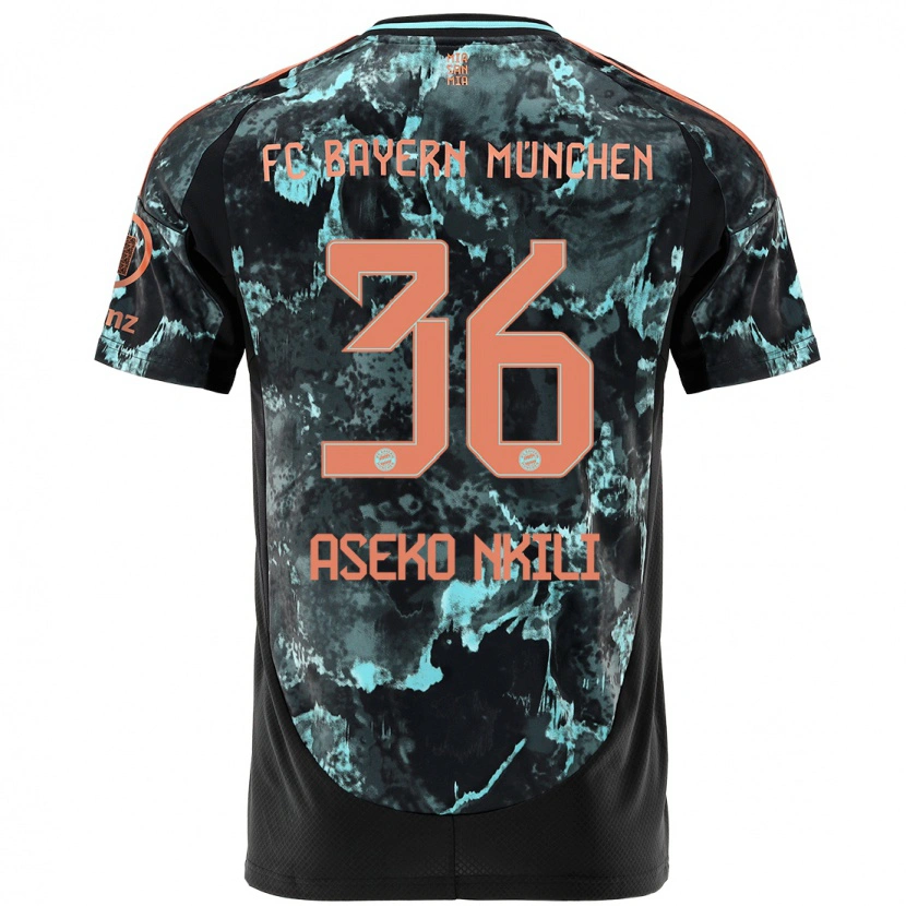 Danxen Kvinnor Noël Aséko Nkili #36 Svart Bortatröja Matchtröjor 2024/25 Tröjor T-Tröja
