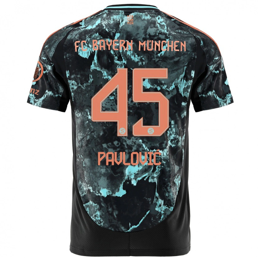 Danxen Kvinnor Aleksandar Pavlovic #45 Svart Bortatröja Matchtröjor 2024/25 Tröjor T-Tröja