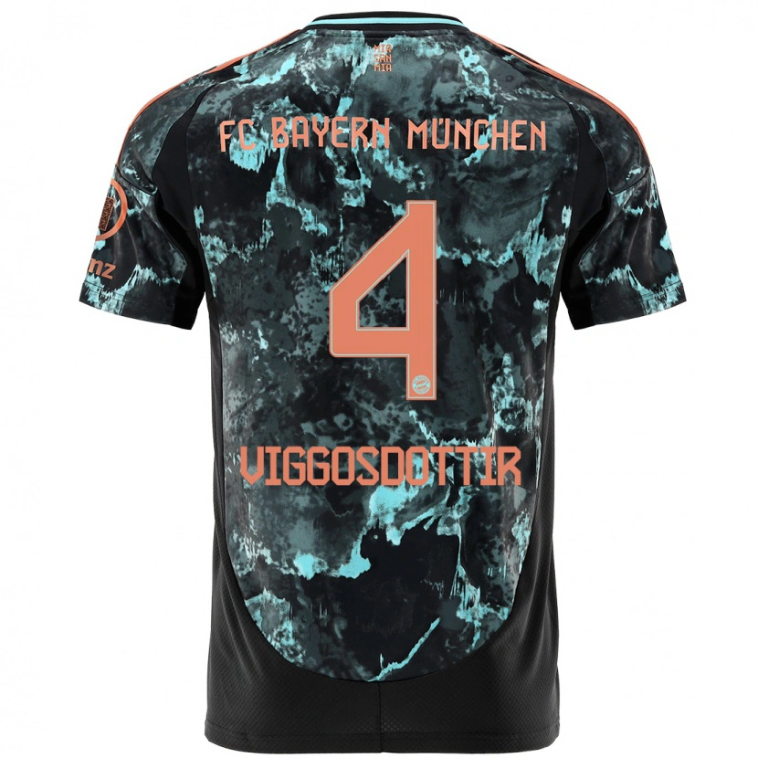 Danxen Kvinnor Glódís Perla Viggósdóttir #4 Svart Bortatröja Matchtröjor 2024/25 Tröjor T-Tröja