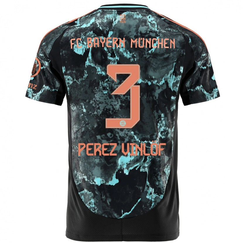 Danxen Kvinnor Matteo Perez Vinlöf #3 Svart Bortatröja Matchtröjor 2024/25 Tröjor T-Tröja