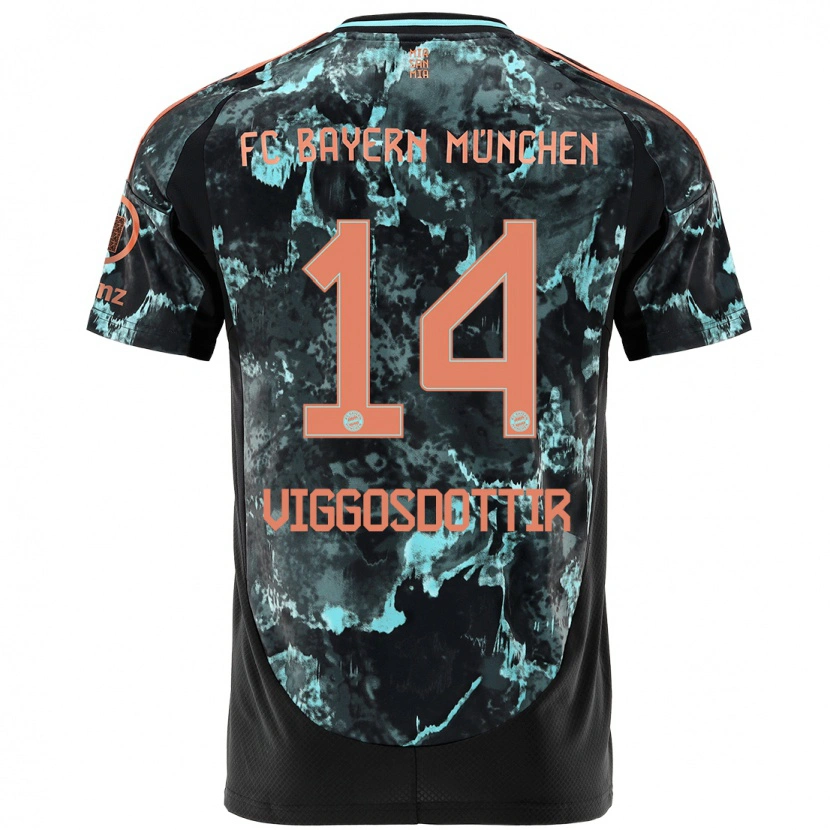Danxen Kvinnor Glodis Perla Viggosdottir #14 Svart Bortatröja Matchtröjor 2024/25 Tröjor T-Tröja