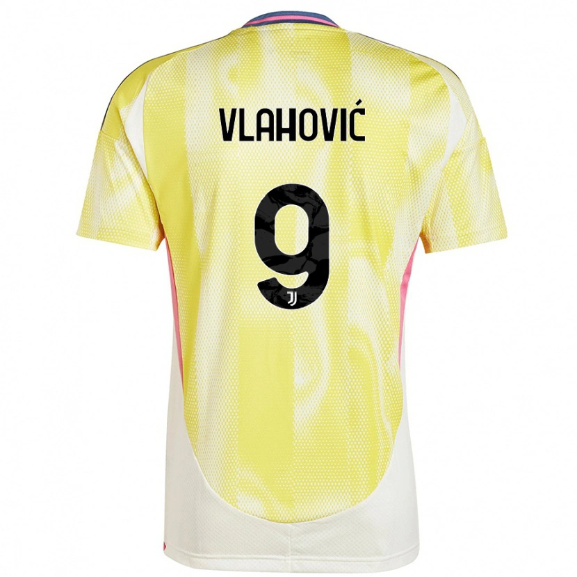 Danxen Kvinnor Dušan Vlahović #9 Solgul Bortatröja Matchtröjor 2024/25 Tröjor T-Tröja