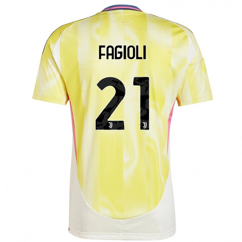 Danxen Kvinnor Nicolò Fagioli #21 Solgul Bortatröja Matchtröjor 2024/25 Tröjor T-Tröja