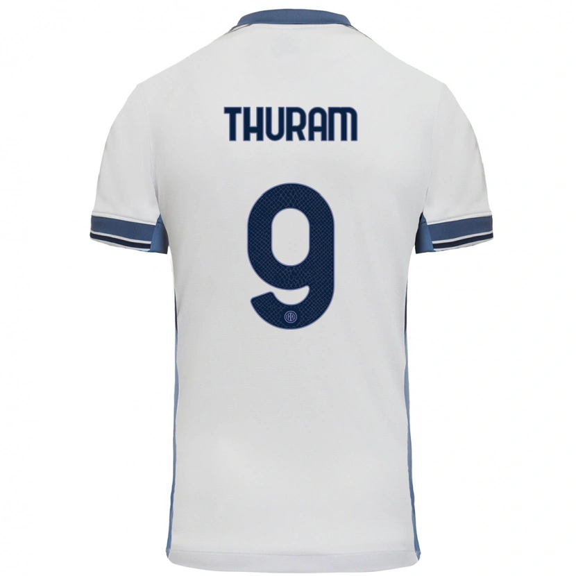 Danxen Kvinnor Marcus Thuram #9 Vit Grå Bortatröja Matchtröjor 2024/25 Tröjor T-Tröja