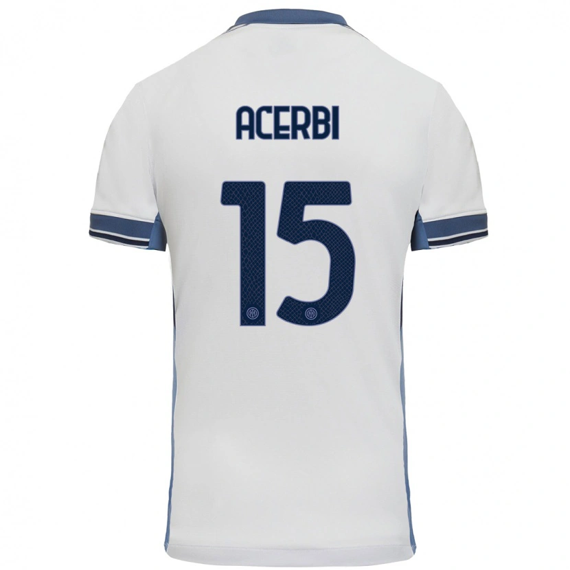 Danxen Kvinnor Francesco Acerbi #15 Vit Grå Bortatröja Matchtröjor 2024/25 Tröjor T-Tröja