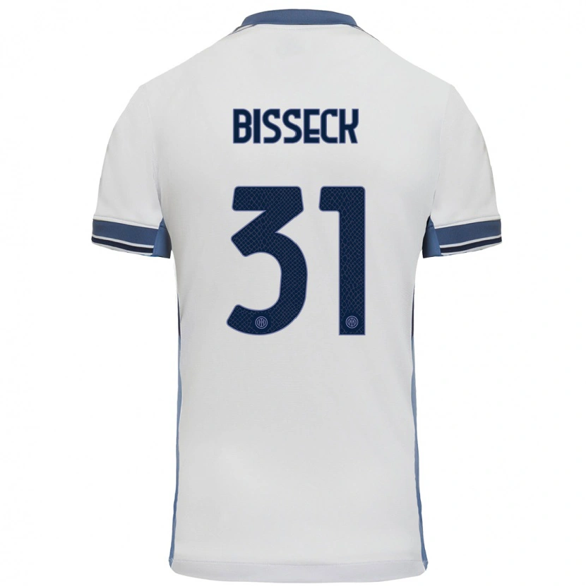 Danxen Kvinnor Yann Bisseck #31 Vit Grå Bortatröja Matchtröjor 2024/25 Tröjor T-Tröja
