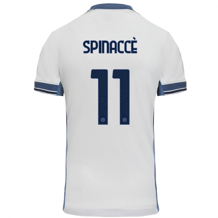 Danxen Kvinnor Matteo Spinaccè #11 Vit Grå Bortatröja Matchtröjor 2024/25 Tröjor T-Tröja
