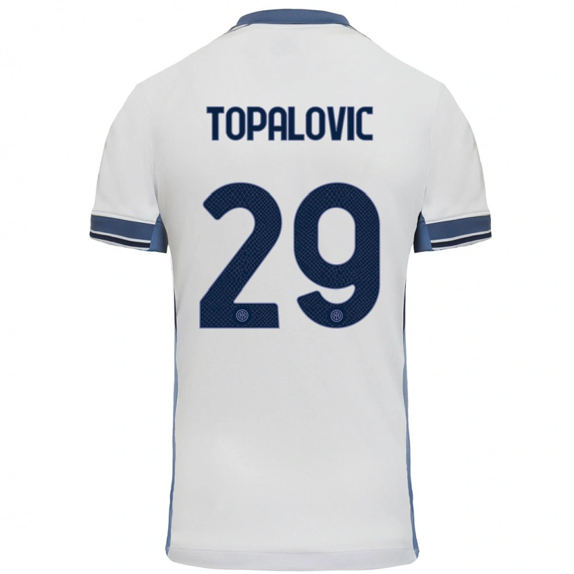 Danxen Kvinnor Luka Topalovic #29 Vit Grå Bortatröja Matchtröjor 2024/25 Tröjor T-Tröja