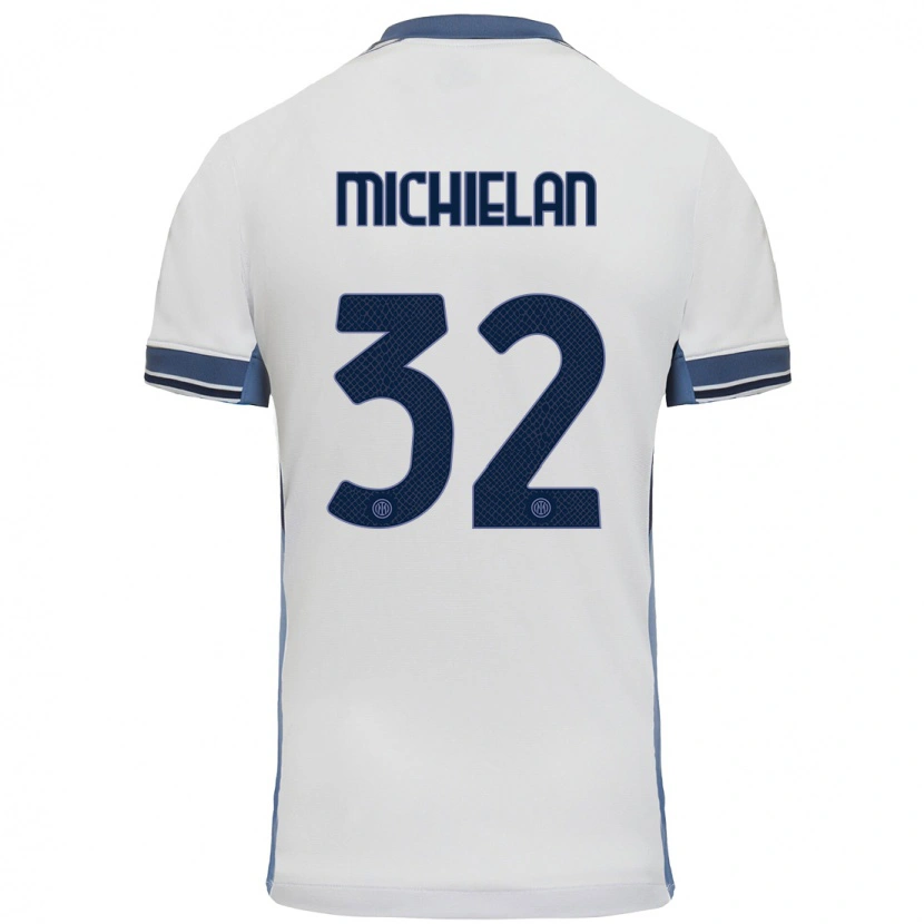 Danxen Kvinnor Mattia Michielan #32 Vit Grå Bortatröja Matchtröjor 2024/25 Tröjor T-Tröja
